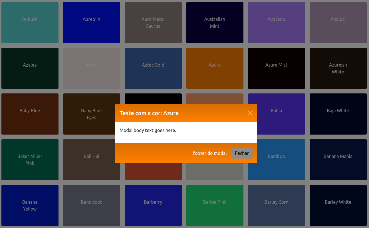 Mais de 2300 testes com cores de modais para Bootstrap 5