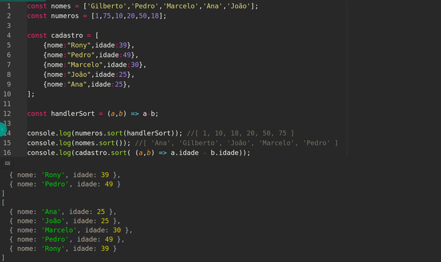Como usar ordenação com javascript