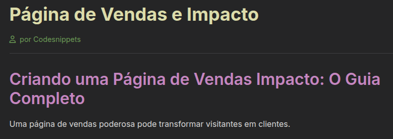Página de Vendas e Impacto