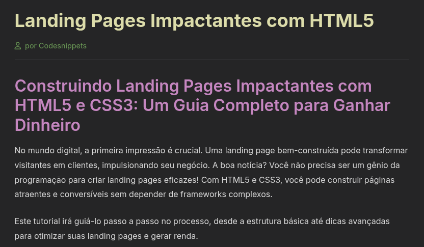 Landing Pages Impactantes com HTML5