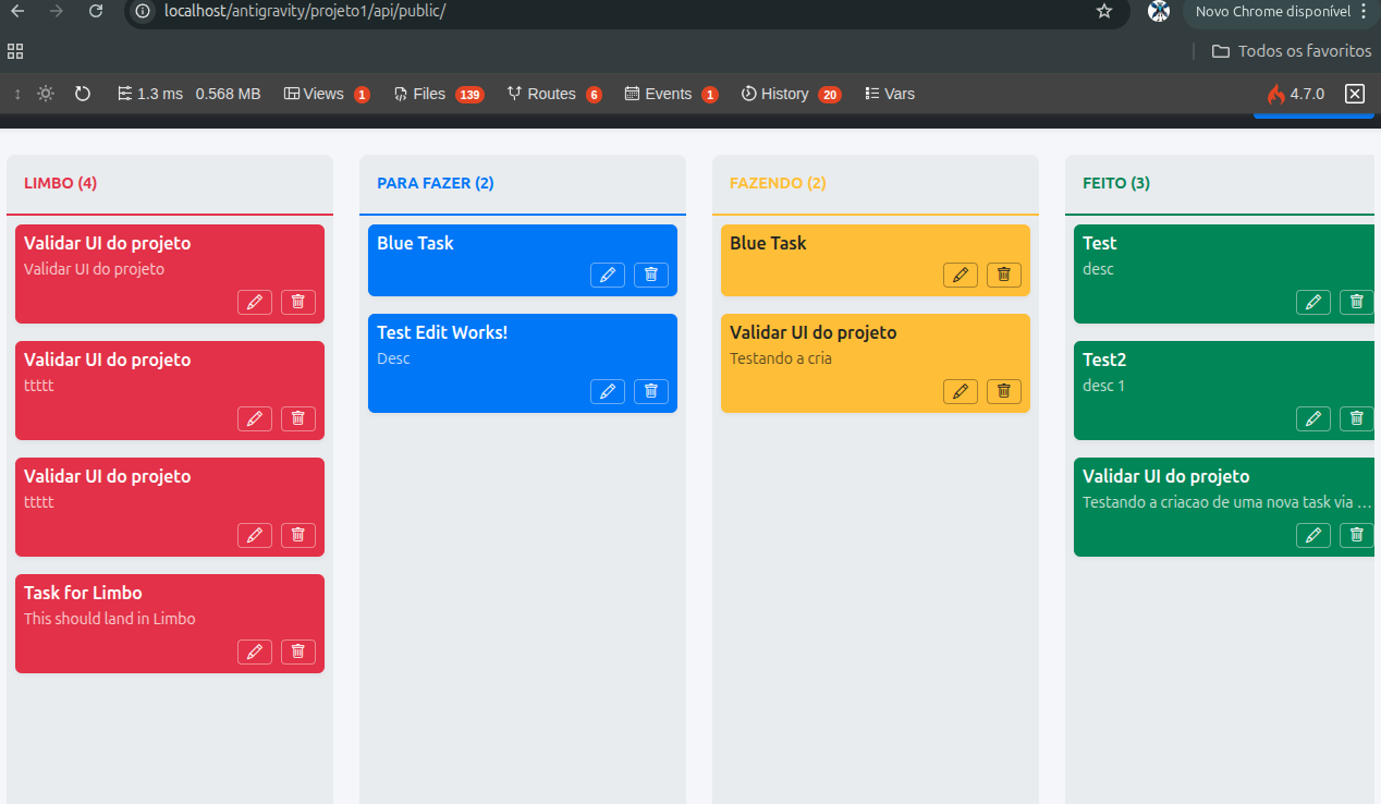 Personal Kanban ToDo List com CodeIgniter 4 e Vanilla JS