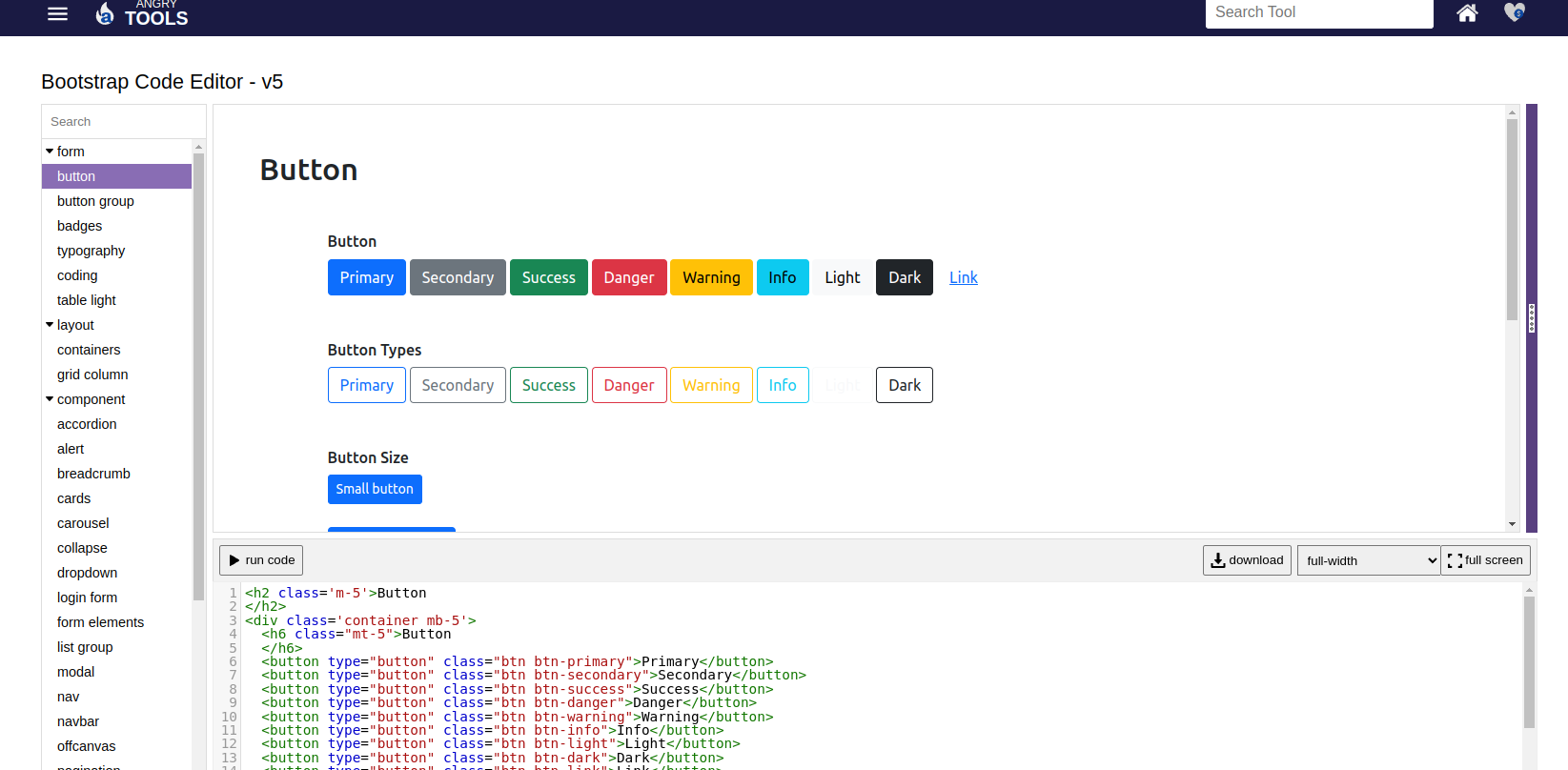 Angrytools.com bootstrap editor