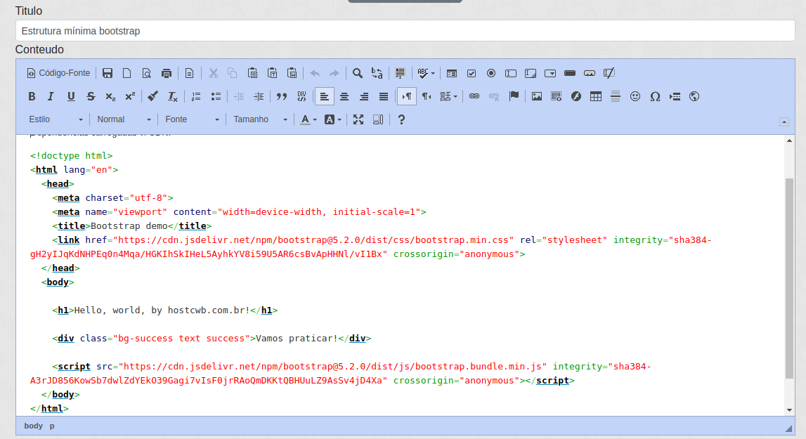 Estrutura mínima bootstrap