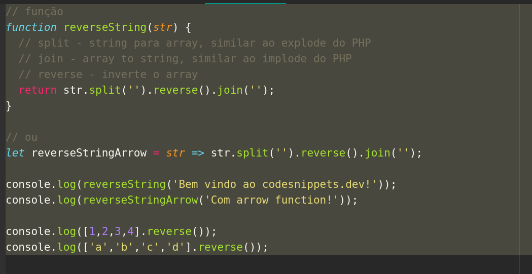 Funções úteis para array em javascript - split, join e reverse